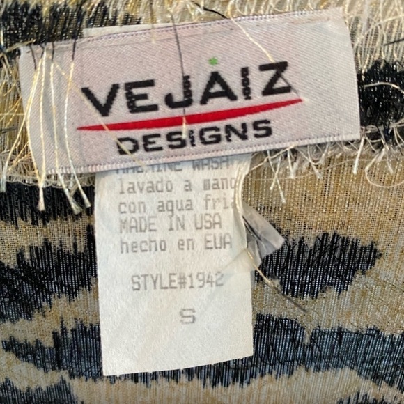 VINTAGE & RARE Vejaiz Animal Print Sheer Deep V Draped Duster size Small - Picture 2 of 5